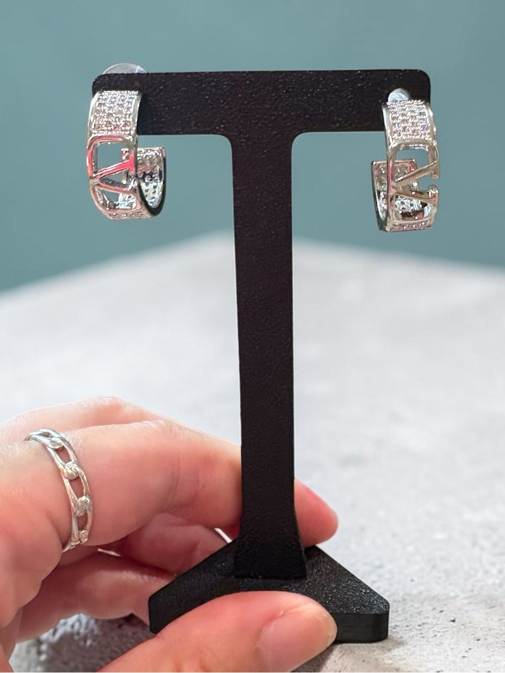 Valentino (not stamped) Silver Hoop Earrings